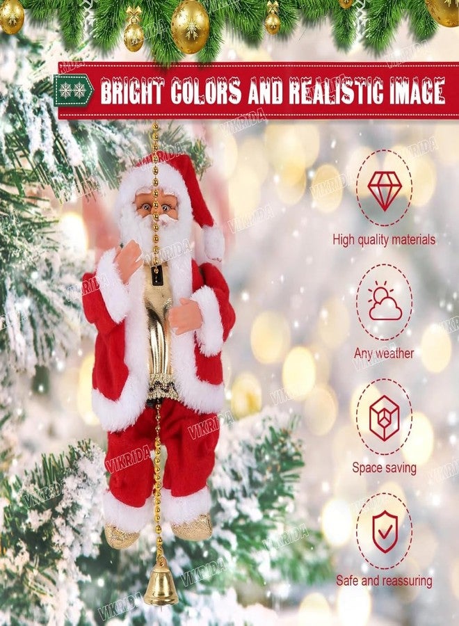 VikriDA Musical Climbing Santa | Christmas Tree Hanging Ornament with Rope, Fun Climbing Santa Claus Decor - Image 5